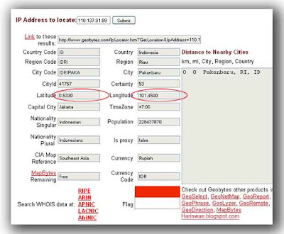 melacak google earth ip address