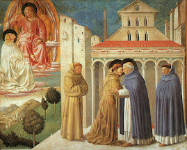 Saint Dominic and Saint Francis embracing at Santa Sabina in Rome