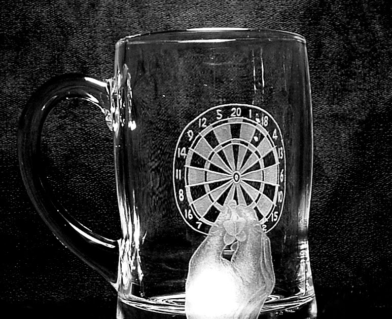 JeansArt Glass Engraving Playing Darts Beer Handle