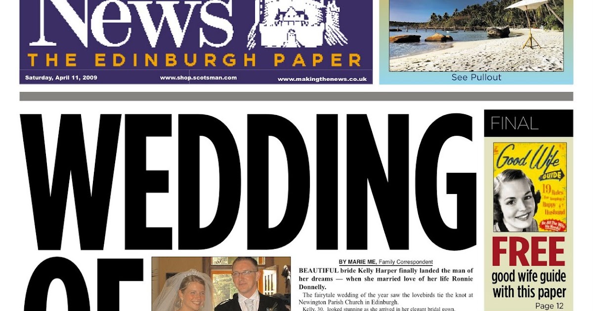 Scooped! Personalised Wedding Newspaper Gifts Spoof Evening News