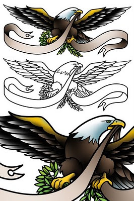 I designed this sailor Jerry style eagle tattoo flash for Werner De Smedt 