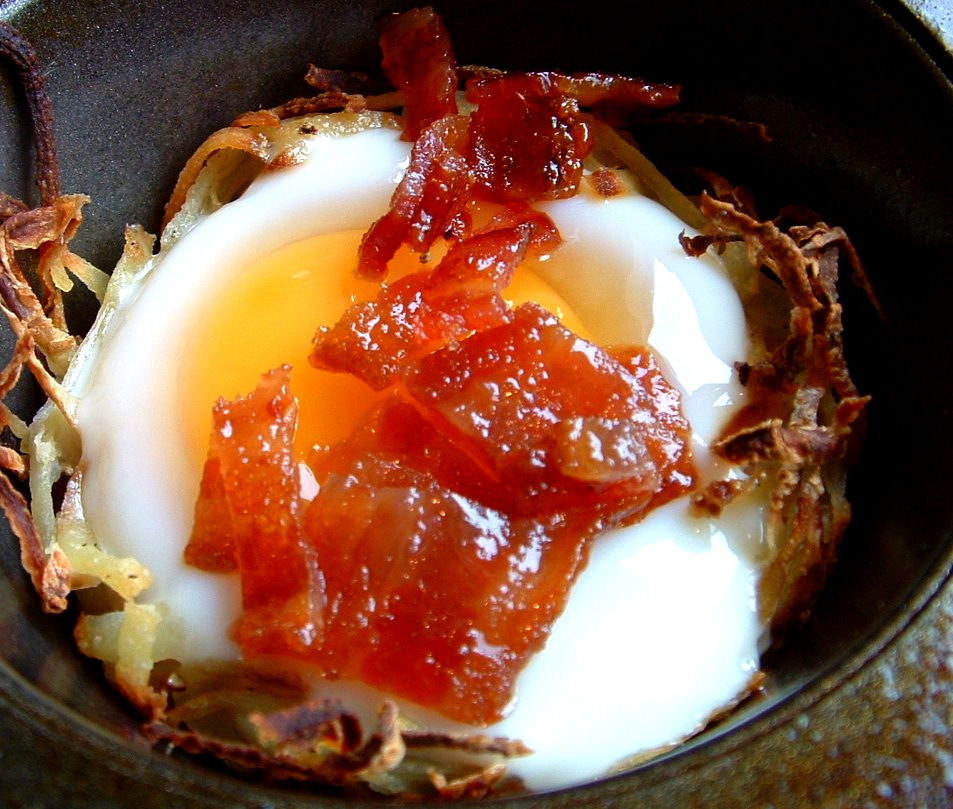 A Feast for the Eyes Eggs in Baskets with Candied Bacon & Eggland's