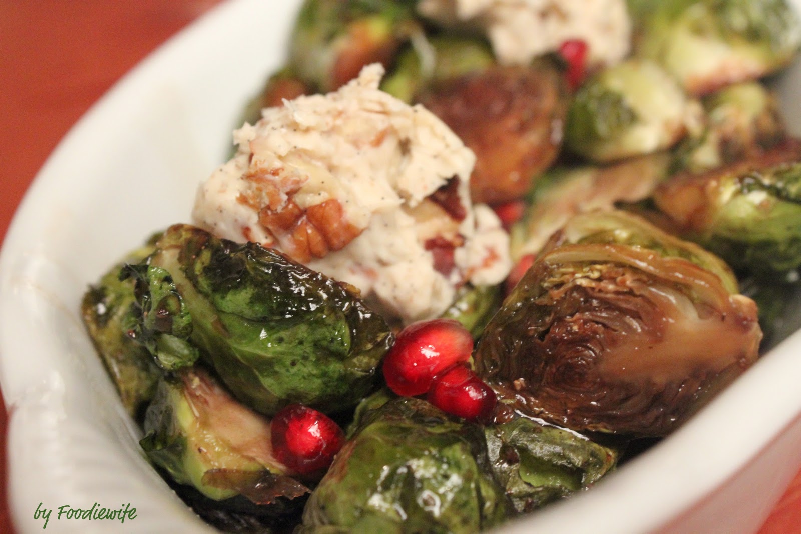 Roasted Brussels Sprouts with Pomegranate Molasses and Vanilla Pecan