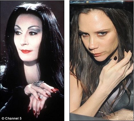 Gothic: Victoria Beckham showed some resemblance to Addams Family character 