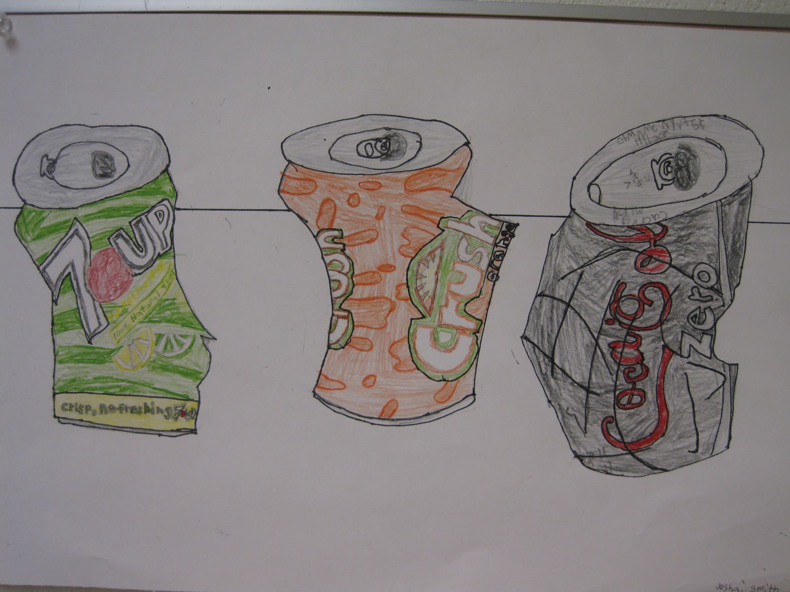Columbia Art 7th Grade Crushed Can Drawings