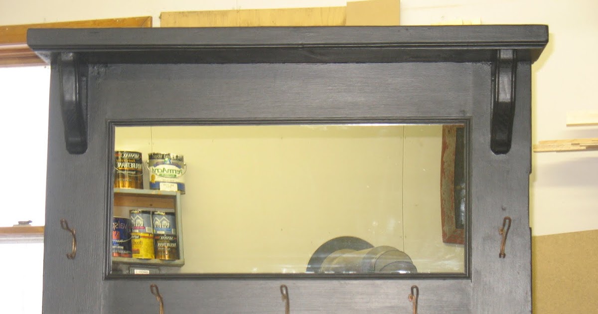 Door Furniture Black Hall Tree with Mirror