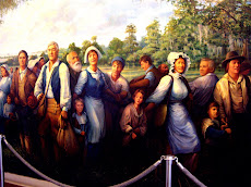 Mural of Acadians inside Acadian Memorial, St. Martinville, LA