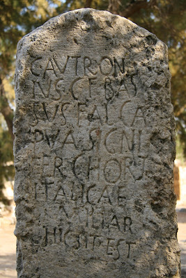 The grave stone of Cautronius, a troop standard bearer, at Tyre, southern Lebanon