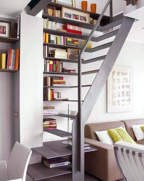 Diseño combinado y estilo Minimalista Escalera y biblioteca de diseño original