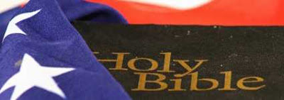 Bible draped in US flag