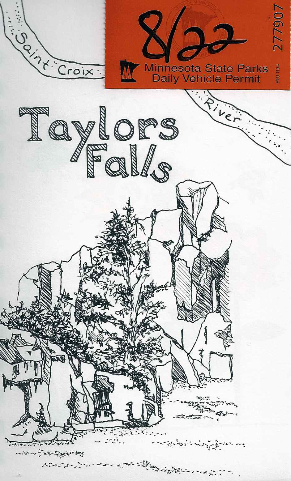 art journal drawing page of taylors falls