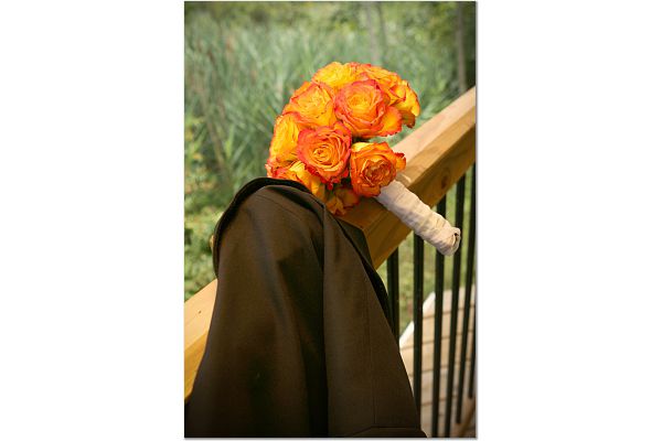 Brides flowers Grooms coat