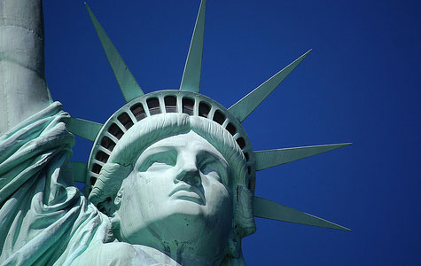 statue of liberty. statue of liberty crown view.