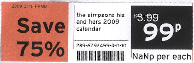 Save 75% the simpsons his and hers 2009 calendar 99p  NaNp each