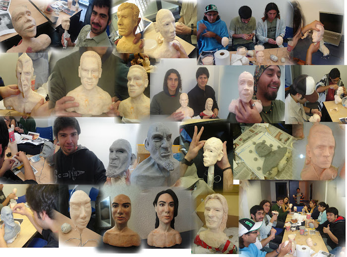 Escultura de rostros y sus mascaras