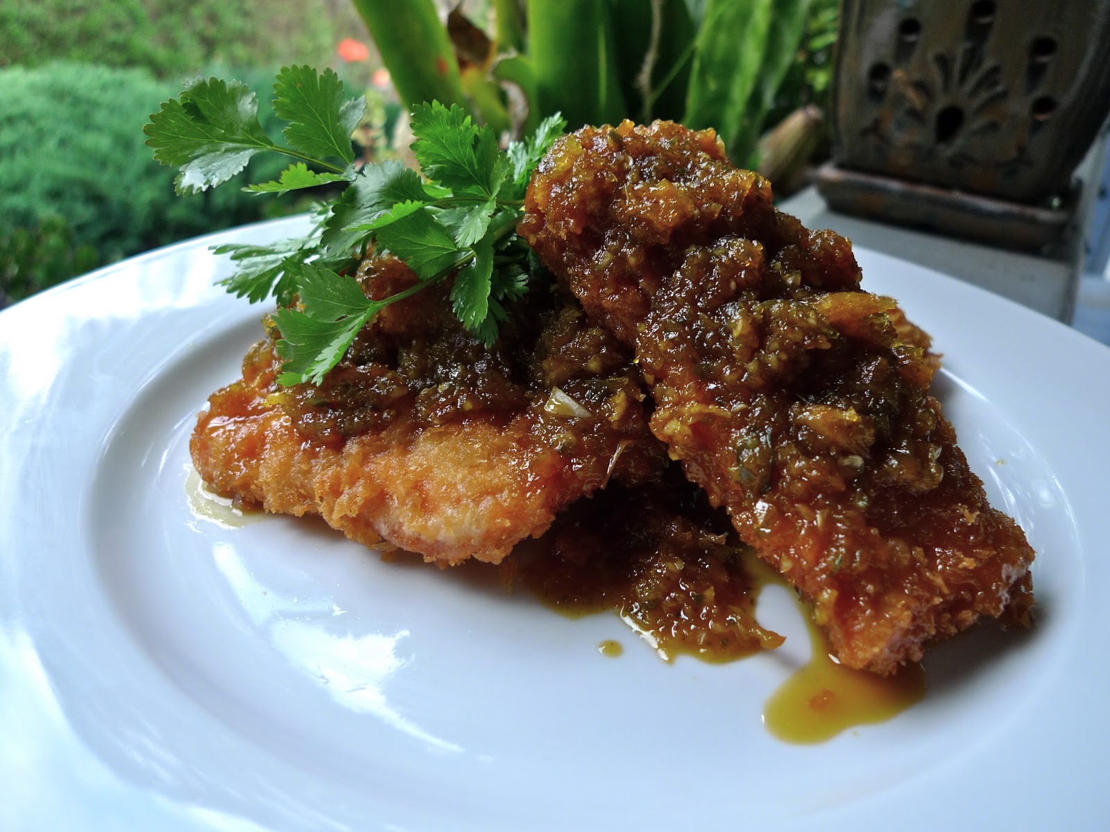 Tikky Kitchen Thai sweet chili and tamarind sauce over pan fried salmon