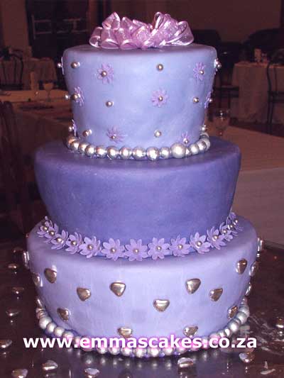 Picture of 3 Tier Purple Wedding Cake by Emma's Cakes Cape Town
