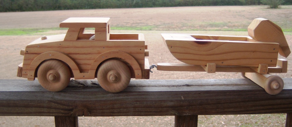 toy fishing boat and trailer