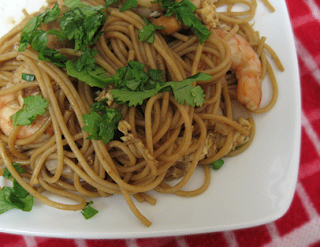 Shrimp pad thai, adapted from A Mingling of Tastes