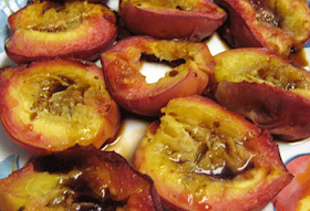 grilled peaches with a balsamic reduction, inspired by The Perfect Pantry
