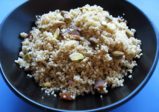whole wheat couscous with apricots and pistachios, adapted from Mark Bittman's How to Cook Everything