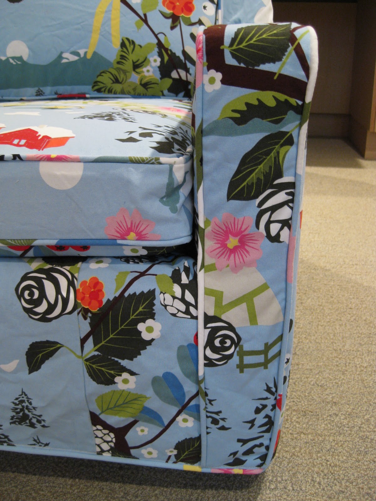 Kids playroom loveseat (Ikea fabric) Slipcovers by Shelley