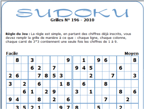 capture d'écran d'une grille de sudoku