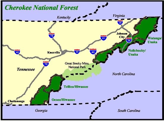Tennessee National Forest Map The Smoky Mountain Hiking Blog: Cherokee National Forest On Top 10  Endangered List