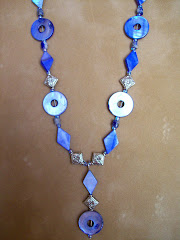 Blue circle and diamond necklace