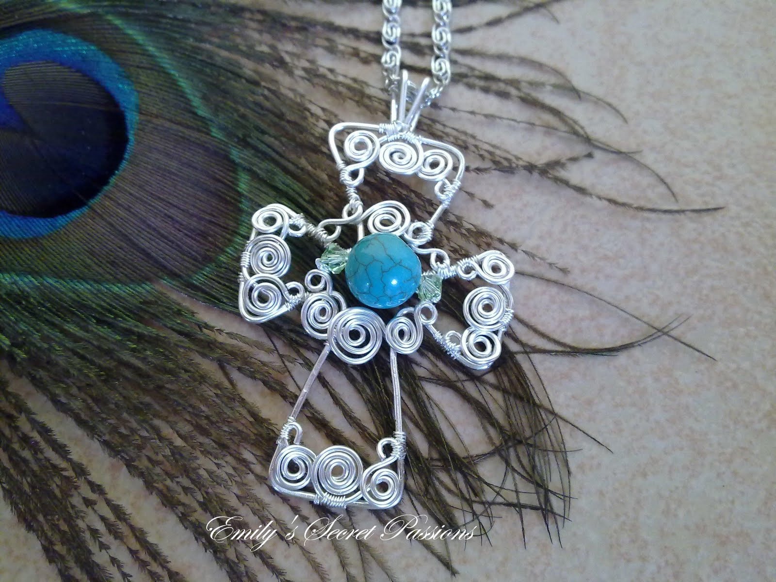 Emily Secret Passions Swirly Wire Wrapped Cross Pendant