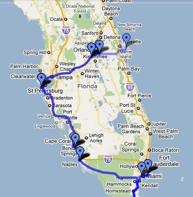Map Of Florida To New York United States Map