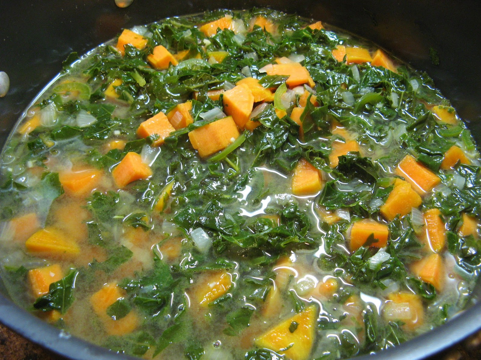 The WellFed Newlyweds Island Kale and Sweet Potato Soup