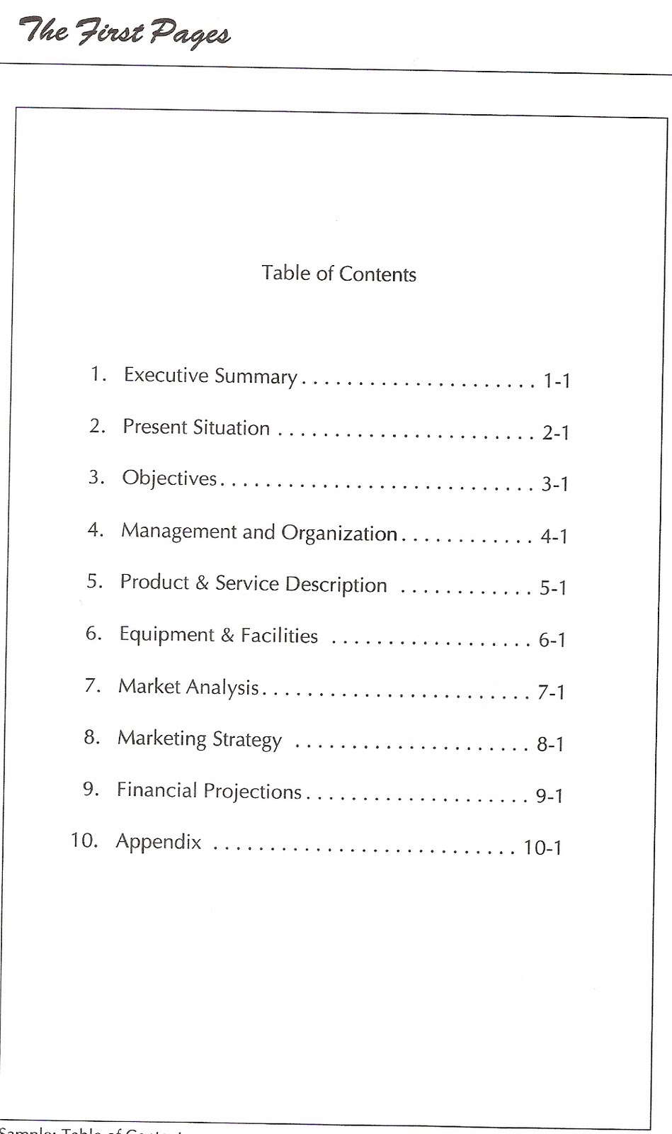 Contents business plan executive summary