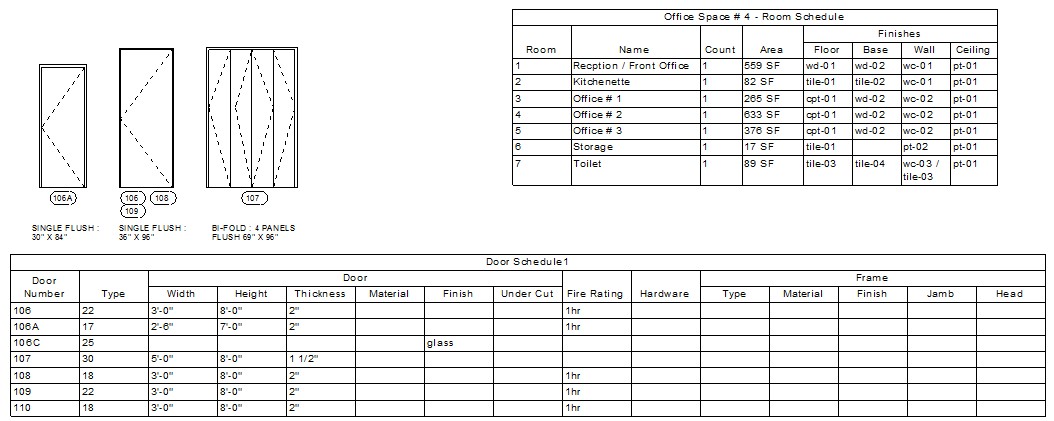 interior finishes schedule template