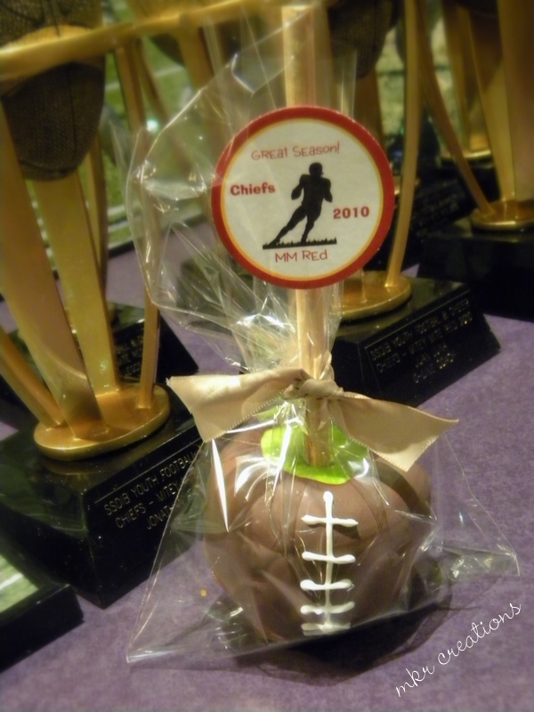 MKR Creations Football Chocolate Caramel Apples