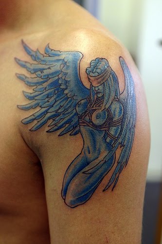 angel tattoos on arm. Angel Tattoo - Male Upper Arm Tattoo