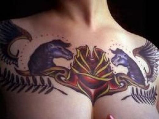Full blown tattoo on the breast awesome