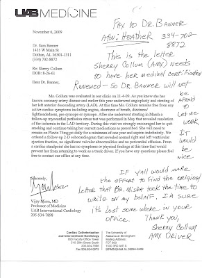 I faxed my copy of Dr. Misra's letter to Dr. Banner, along with an explanation as to what the letter was for.