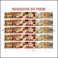 Thanksgiving Day Parade twenty 44-cent stamps