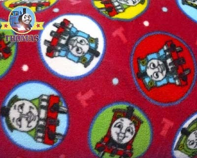 Custom tank engine friends and Thomas fabric cloth with Gordon James Percy on Red Polyester Fleece