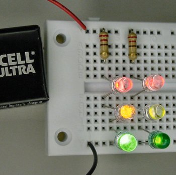 L.E.D. with resistors Using 9Volt source