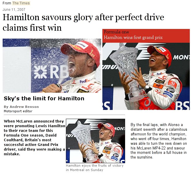 titulares de la prensa inglesa por la victoria de Hamilton