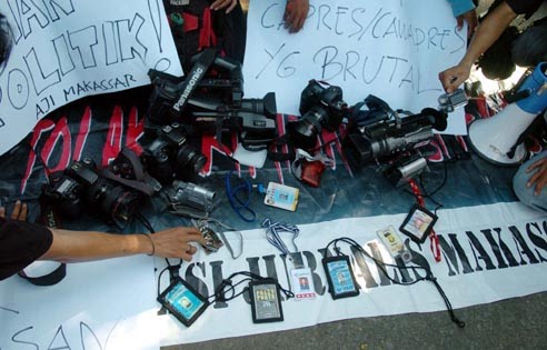 Para Wartawan Yang Melakukan Aksi, Agar Jangan Ada Kekerasan Kepada Insan Pers