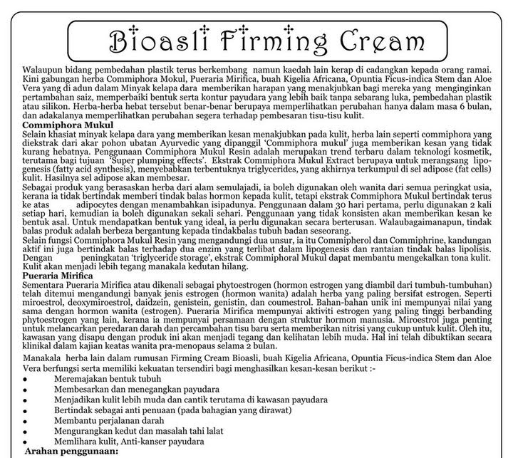 Khasiat Bioasli Firming Cream
