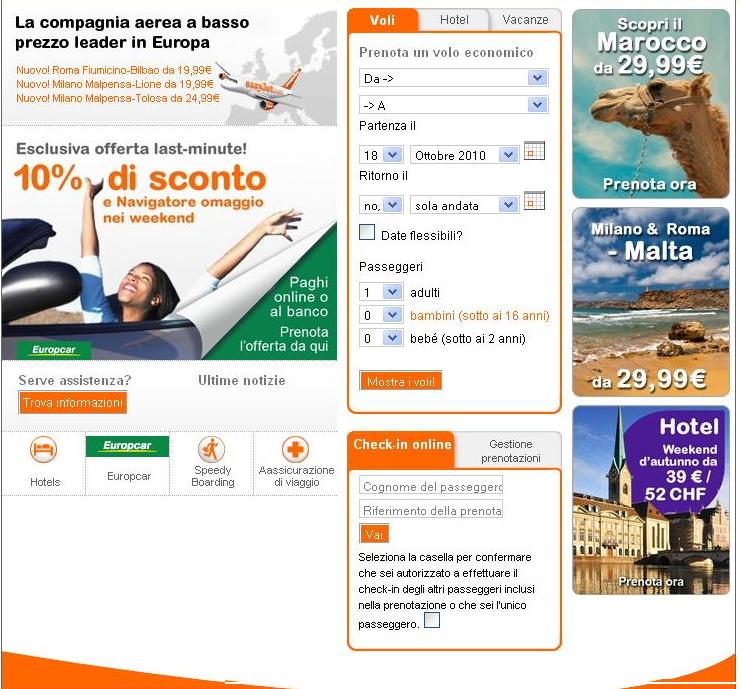 Guida al checkin online easyJet
