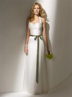 green and white wedding dress