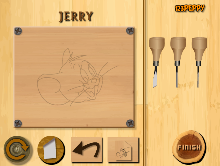 Tom and Jerry Cartoon: Game: Wood Carving Jerry