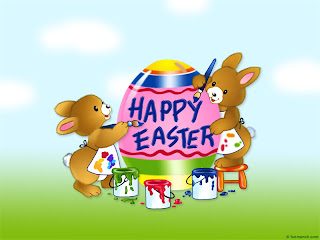 Happy Easter hd(hq) wallpaper and cute Easter bunnies playing with Easter eggs drawing art pictures free Christian images download for free