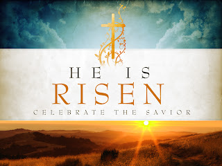 He is risen celebrate the savior - quotation and the golden color cross with Early daylight of sun sexy photo