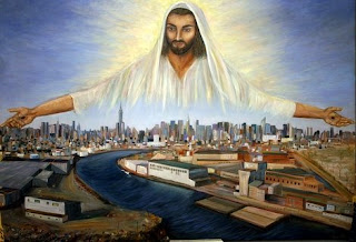 Jesus Christ saves the world, hands of Jesus Christ saving the city of the world beautiful drawing art image